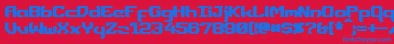 DynothermBold-Schriftart – Blaue Schriften auf rotem Hintergrund