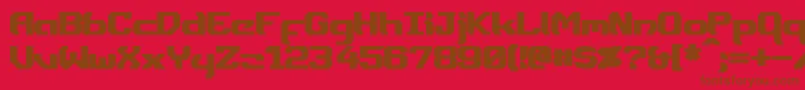 DynothermBold-fontti – ruskeat fontit punaisella taustalla