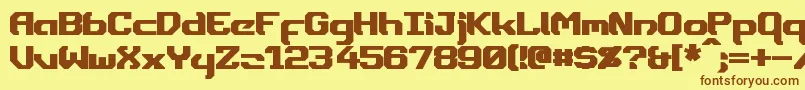 フォントDynothermBold – 茶色の文字が黄色の背景にあります。