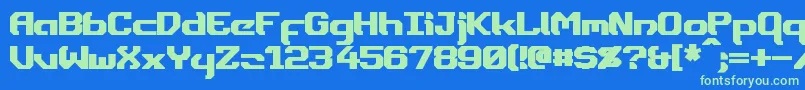 DynothermBold-fontti – vihreät fontit sinisellä taustalla