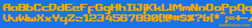 DynothermBold-Schriftart – Orangefarbene Schriften auf blauem Hintergrund