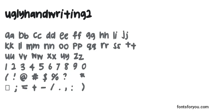 Czcionka Uglyhandwriting2 – alfabet, cyfry, specjalne znaki