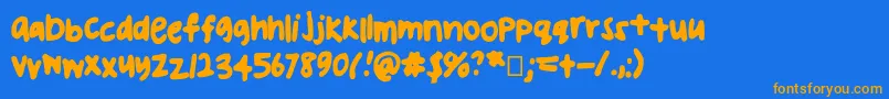 Uglyhandwriting2 Font – Orange Fonts on Blue Background