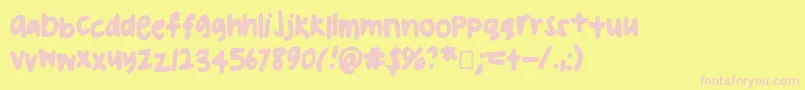 Uglyhandwriting2-fontti – vaaleanpunaiset fontit keltaisella taustalla