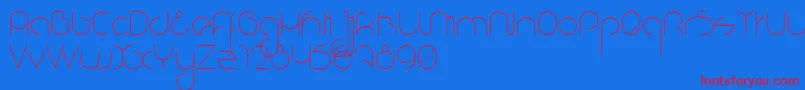 NioubesLight-Schriftart – Rote Schriften auf blauem Hintergrund
