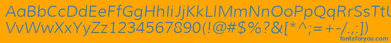フォントMuliLightitalic – オレンジの背景に青い文字
