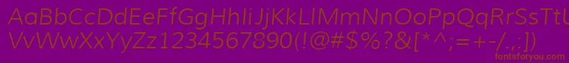 フォントMuliLightitalic – 紫色の背景に茶色のフォント
