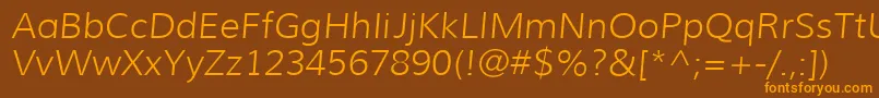 フォントMuliLightitalic – オレンジ色の文字が茶色の背景にあります。