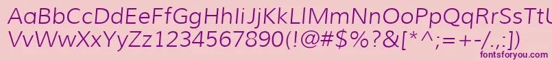 MuliLightitalic-Schriftart – Violette Schriften auf rosa Hintergrund