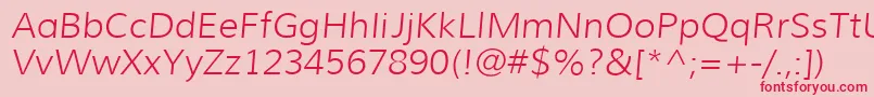 MuliLightitalic-Schriftart – Rote Schriften auf rosa Hintergrund