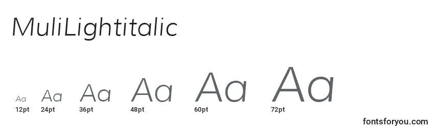 MuliLightitalic Font Sizes