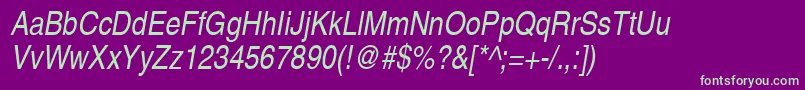Шрифт ContextExtraCondensedSsiExtraCondensedItalic – зелёные шрифты на фиолетовом фоне