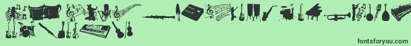 Czcionka MusicTfb – czarne czcionki na zielonym tle
