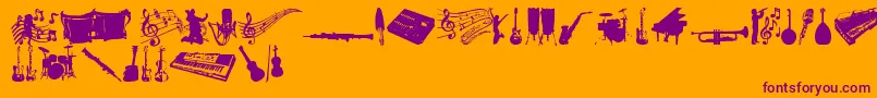 MusicTfb-Schriftart – Violette Schriften auf orangefarbenem Hintergrund