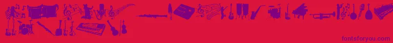 Fonte MusicTfb – fontes roxas em um fundo vermelho