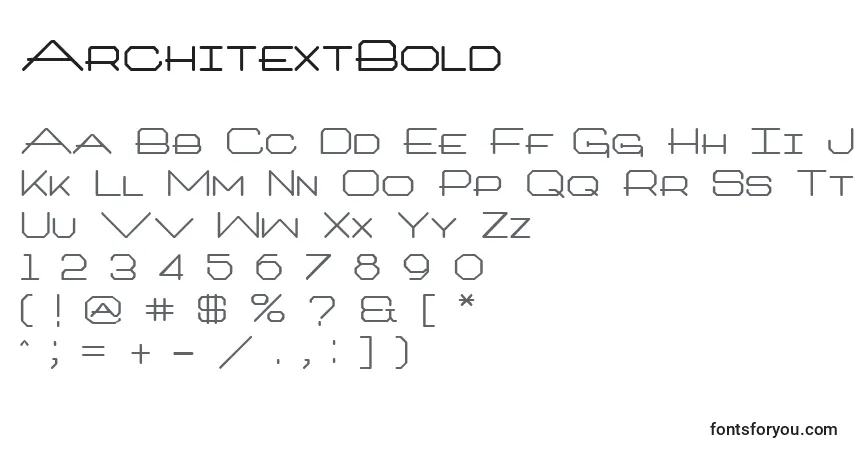 A fonte ArchitextBold – alfabeto, números, caracteres especiais