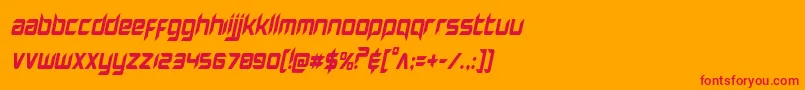 Hollowpointcondital-Schriftart – Rote Schriften auf orangefarbenem Hintergrund