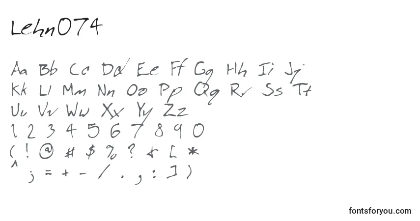 Czcionka Lehn074 – alfabet, cyfry, specjalne znaki