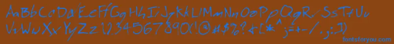 Lehn074-Schriftart – Blaue Schriften auf braunem Hintergrund