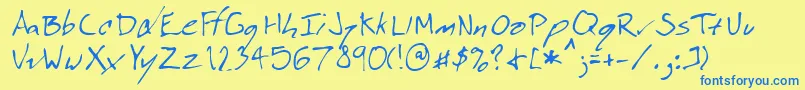 Lehn074-Schriftart – Blaue Schriften auf gelbem Hintergrund