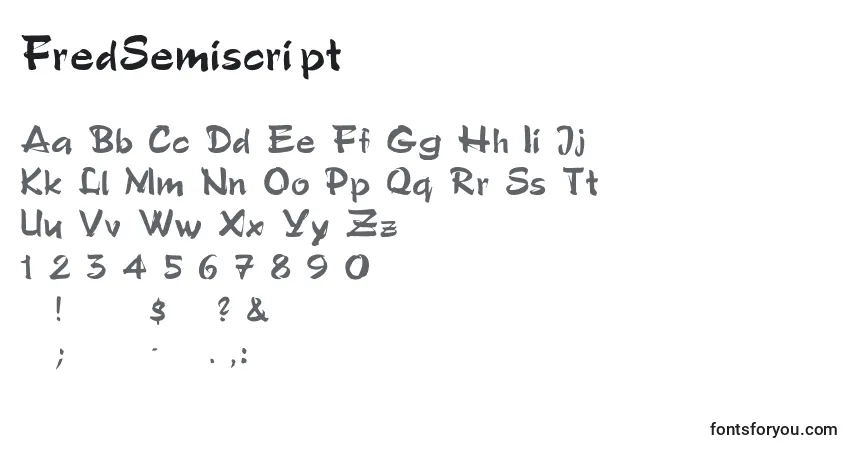 Schriftart FredSemiscript – Alphabet, Zahlen, spezielle Symbole