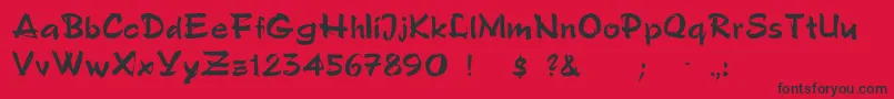 Fonte FredSemiscript – fontes pretas em um fundo vermelho