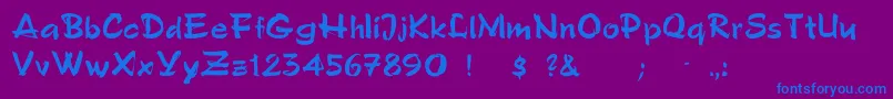 フォントFredSemiscript – 紫色の背景に青い文字