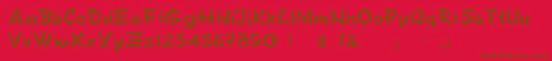 FredSemiscript-fontti – ruskeat fontit punaisella taustalla