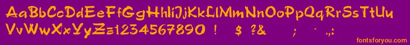 FredSemiscript-Schriftart – Orangefarbene Schriften auf violettem Hintergrund