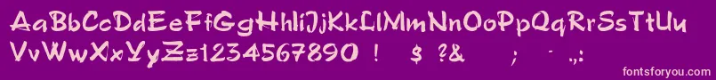 フォントFredSemiscript – 紫の背景にピンクのフォント