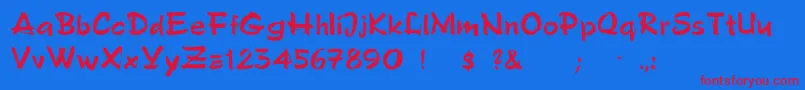 フォントFredSemiscript – 赤い文字の青い背景
