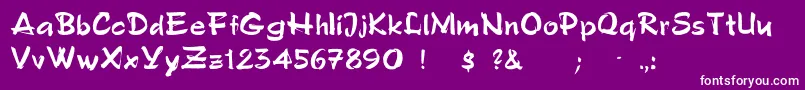 フォントFredSemiscript – 紫の背景に白い文字