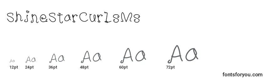 ShineStarCurlsMs Font Sizes