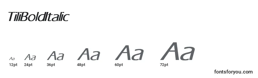 Größen der Schriftart TiliBoldItalic