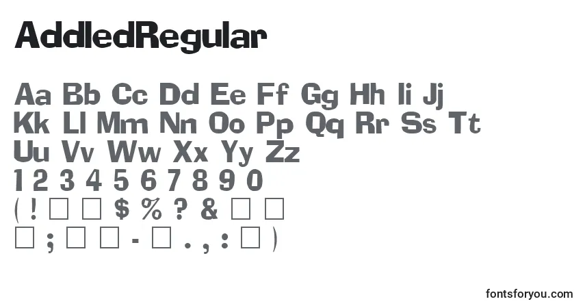 A fonte AddledRegular – alfabeto, números, caracteres especiais