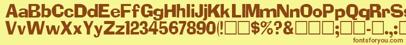 フォントAddledRegular – 茶色の文字が黄色の背景にあります。