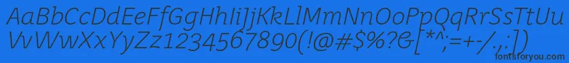 JuvenislightItalic Font – Black Fonts on Blue Background