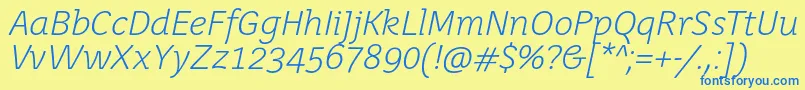 JuvenislightItalic Font – Blue Fonts on Yellow Background