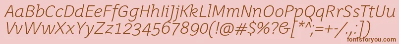 Шрифт JuvenislightItalic – коричневые шрифты на розовом фоне