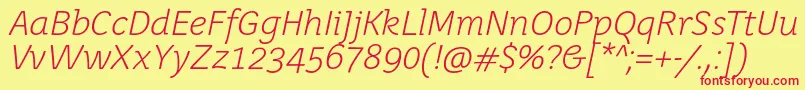 JuvenislightItalic Font – Red Fonts on Yellow Background