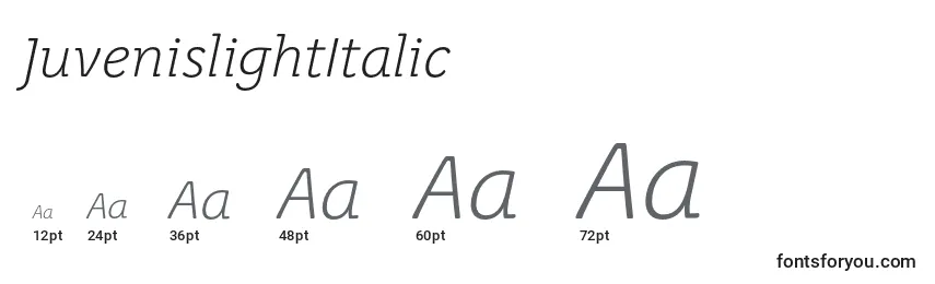 Tamaños de fuente JuvenislightItalic