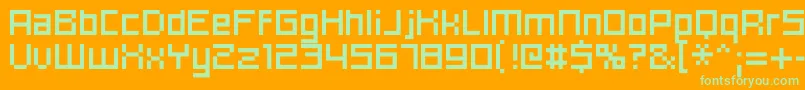 Hooge0655-Schriftart – Grüne Schriften auf orangefarbenem Hintergrund