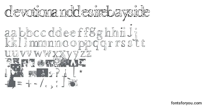 Czcionka DevotionAndDesireBayside – alfabet, cyfry, specjalne znaki