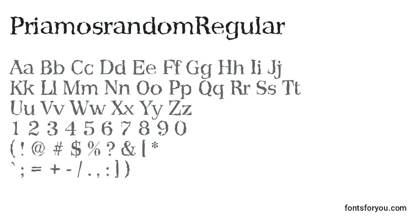 Шрифт PriamosrandomRegular – алфавит, цифры, специальные символы