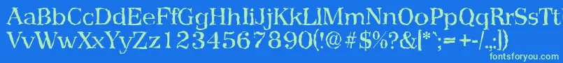 PriamosrandomRegular Font – Green Fonts on Blue Background