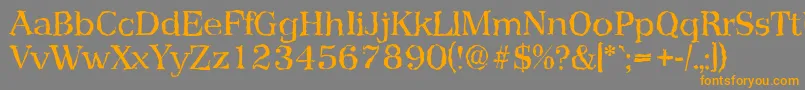 フォントPriamosrandomRegular – オレンジの文字は灰色の背景にあります。