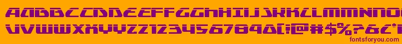 Globaldynamicslaser-fontti – violetit fontit oranssilla taustalla