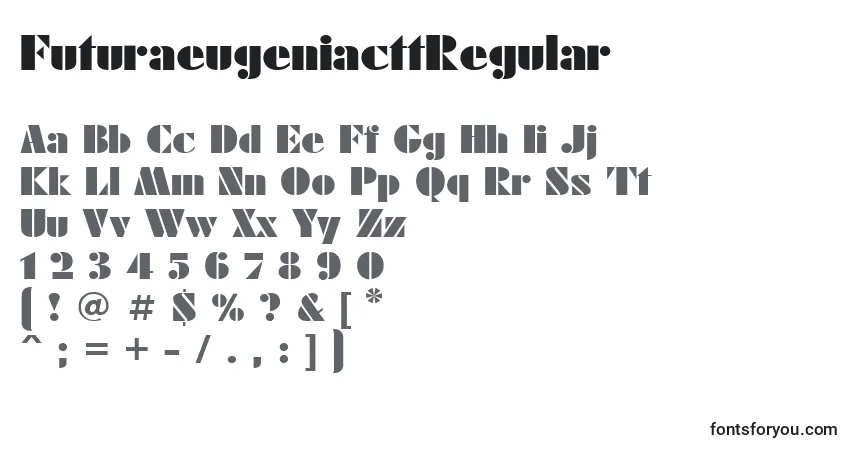 A fonte FuturaeugeniacttRegular – alfabeto, números, caracteres especiais