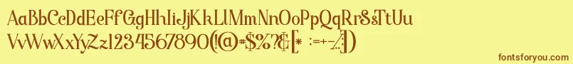 フォントStarlabold – 茶色の文字が黄色の背景にあります。