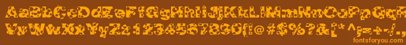 HolymolyNormal-Schriftart – Orangefarbene Schriften auf braunem Hintergrund